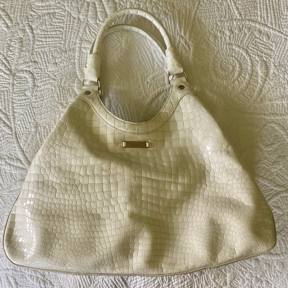 Cole Haan White Croc Embossed Patent Leather Bag